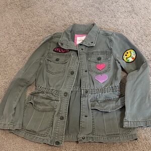 Cat & Jack Kids Green Jean Jacket with Heart Patches